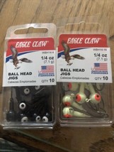 20 Eagle Claw Ballhead Fishing Jigs 1/4 Oz 2 Colors New - £14.26 GBP