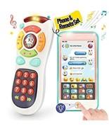Toys for 1 Year Old Boy Gifts 2PCS Baby Phone&amp; Remote Control Pack Music... - £27.77 GBP