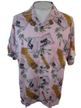 Pineapple Lava Men Hawaiian ALOHA shirt p2p 24&quot; camp luau tiki god surfing pink - £19.89 GBP