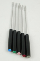 Vintage Fondue Forks Sticks Set of 5 Different Colored Ends Good Condition - $9.49