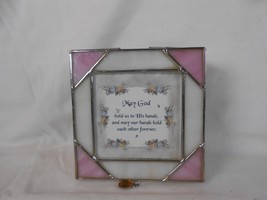 Vintage Trinket Jewelry Box Stained Glass With Mirror May God Hold Us - $9.05