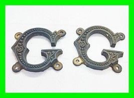 2x Letter G ~ Unique Very Ornate Detailed Primitive Brass ~ Alphabet Letters  - £19.75 GBP