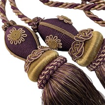 Large Curtain Tieback Fringe Tassel Hollywood Regency 11in Burgundy Gold... - $46.99