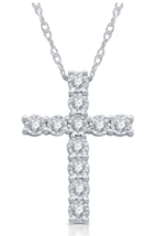 Womens 1/10 CT. T.W. Genuine Diamond Sterling Silver Cross Pendant Necklace - $471.55 MXN