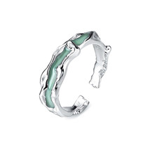 Sterling Silver Shaped Enamel Enamel Band Ring - $4.76