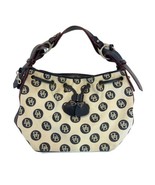 Vintage Dooney &amp; Bourke Black &amp; Ivory DB Signature Canvas &amp; Hobo Satchel... - $29.69