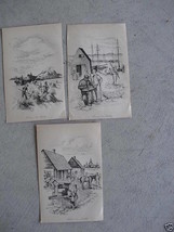 Unique 1930s Lot of 3 Small Ann Peck Worker Etchings - £18.99 GBP