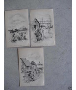 Unique 1930s Lot of 3 Small Ann Peck Worker Etchings - £18.68 GBP