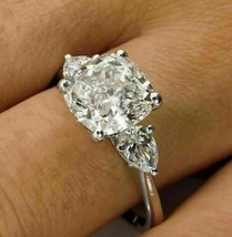 3.22 Cuscino CT Diamanti Finti Fidanzamento Anello Solid 14k Placcato Oro Bianco - £95.27 GBP