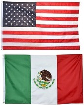 3X5 Usa American Flag &amp; Mexico Friendship Embroidered 210D Premium Set - £55.50 GBP