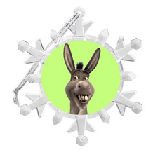 Donkey from Shrek Snowflake Colored Blinking Lit Holiday Christmas Tree Ornament - £12.84 GBP