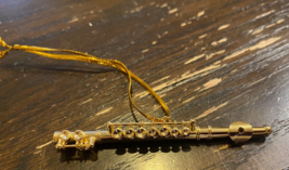 Musical instrument Flute Tree Ornament 3  inches Golden - £14.01 GBP