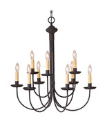 Irvin&#39;s Country Tinware 9-Arm Grandview Chandelier with Ecru Sleeves - £521.56 GBP