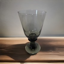 Vintage Libbey Nova Black Smokey Footed Stem Drinking Glass 7&quot; Tall Gobl... - $5.93