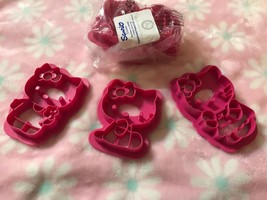 New Pretty Pink Tupperware Sanrio Hello Kitty Cookie Cutters Set Of 3 Detailed - £18.57 GBP