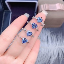 S for women heart blue moissanite charms bridal wedding engagement silver color opening thumb200
