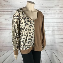 VENUS Plus Size Sequin Rope Sleeve Animal Print Waffle Knit Top 2X - £11.01 GBP