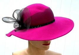 Vintage Georgi Ladies Hat Hot Pink Fuchsia Michael Howard  Church Derby O/S - $60.59