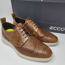 ECCO ST1 Mens Oxfords Sz 6-6.5 M Wingtip Dress Shoes EU40 Amber Brown - £49.44 GBP