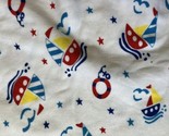 2/3 Yard Vintage Sailboat Jersey Knit Fabric Material Red Yellow and Blue - $23.15