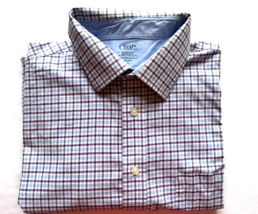 Chaps Men&#39;s Dress Shirt Regular Fit Stretch Collar Cool Max Check Man 18.5 /34-3 - £14.19 GBP