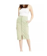 Free People Corduroy Light Green Zip Front High Waist Midi Skirt Size 26... - €37,89 EUR
