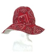 Vintage 1970s Red Bandana Bucket Hat Summer Beach Bum Skater Boho Sun Cap  - $25.93