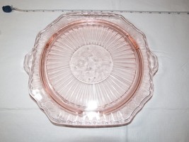 Mayfair Open Rose Cake Plate Pink Depression Glass Anchor Hocking Vintage~ - £16.39 GBP