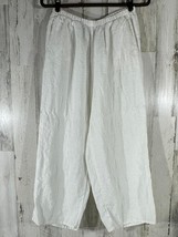 Flax Womens Capri Pants Size Small (27x23) White Linen Elastic Waist Pockets - £30.90 GBP