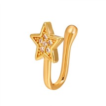 LETAPI 1Pc Crystal Star Fake Nose Ring Non Piercing Clip On Nose Ring Indian Sty - £9.06 GBP