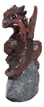 Adorable Quartzite Red Baby Dragon On Faux Geode Fossil Cove With Eggs Figurine - £15.57 GBP