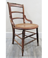 Antique Tell City Carved Rose Ladder Back Hip Hugger Cane Seat Chair 32.... - €170,52 EUR