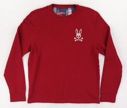 Psycho Bunny Waffle Knit Long Sleeve Shirt Men’s Medium Red Loungewear Pullover - £18.63 GBP