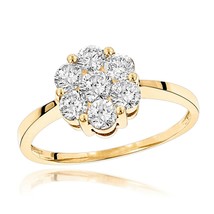 1.50CT Künstlicher Diamant Versprechen Ring Blume Verlobung 14K Gelb Vergoldet - £161.73 GBP