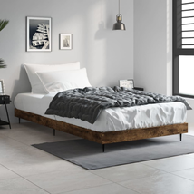 Industrial Rustic Smoked Oak Wooden Wood 3FT Single Bed Frame Beds Metal Legs - £86.21 GBP