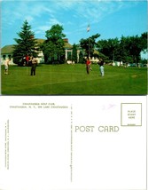 New York(NY) Chautauqua Lake Golf Club Men Golfing American Flag VTG Postcard - £7.50 GBP