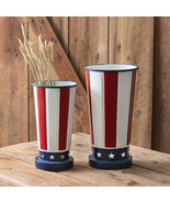 2 American Flag large metal planters - $32.00