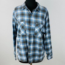 Urban Outfitters Womens Medium M Blue White Gray Black Plaid Flannel Shirt - £16.83 GBP