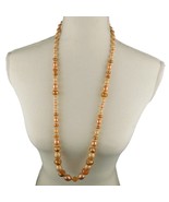 Peach Soft Orange Pastel Beaded Necklace Vintage Hong Kong Gold Tone Spa... - $13.86