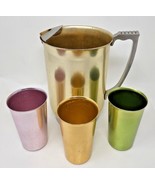 Vtg Cups &amp; Pitcher 3 Anowar Aluminum Metal Anodized Cups Unmarked Pitche... - £23.83 GBP