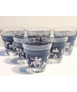 6 ~ VTG~  MID CENTURY  Medieval Knights   BLUE CERA BAR GLASSES - $61.70 CAD
