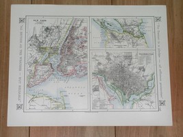 1921 Antique Map Plan Of New York Washington D.C. South America Nicaragua Canal - £21.96 GBP