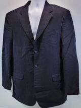 VR6) Stafford Men's Suit Jacket Black Dark Navy Blue 42 L 100% Worsted Wool - $14.84
