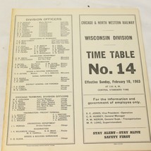 1963 Chicago Northwestern Railroad Milwaukee Time Table 14 Wisconsin Train - £30.82 GBP