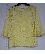 NY Collection Women&#39;s Festive Sheer Removable Camisole Lining Top Yellow... - $35.39