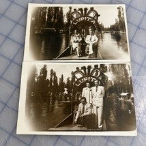 Real photo postcard RPPC Mexico Lupita Park Boat Ride Vintage Cartoon On... - $253.93 MXN