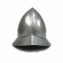 Halloween Kettle Hat Armor Helmet Medieval Knight Crusader Steel - £68.24 GBP