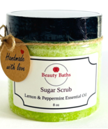 Lemon Peppermint Sugar Scrub Exfoliating Body Scrub gift for her handmad... - $9.45