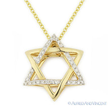 0.11 ct Round Cut Diamond Star of David Magen Pendant 14k Gold Judaica Necklace - £288.65 GBP