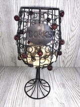 Wire Wine Glass Shaped Wine Cork Cage Display Holder 12&quot; Decorative glas... - $14.16